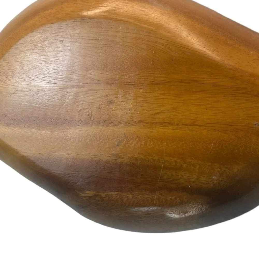 Vintage Monkeypod Wood Carved Divided Dish Serving Trinket Catch All Handmade
